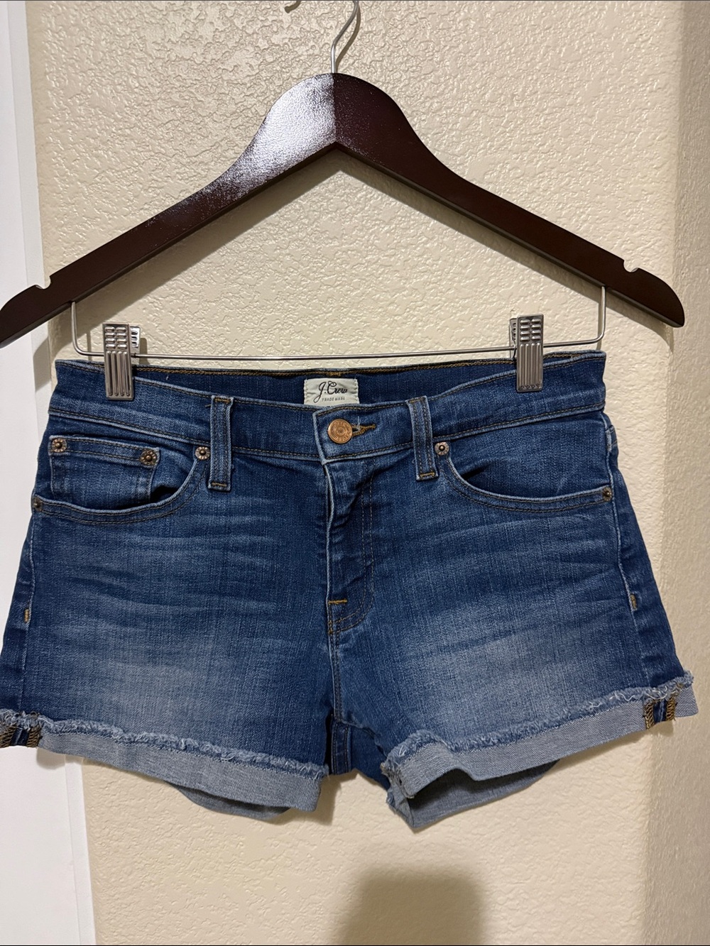 J. Crew Medium Indigo Rolled-Hem Denim Shorts